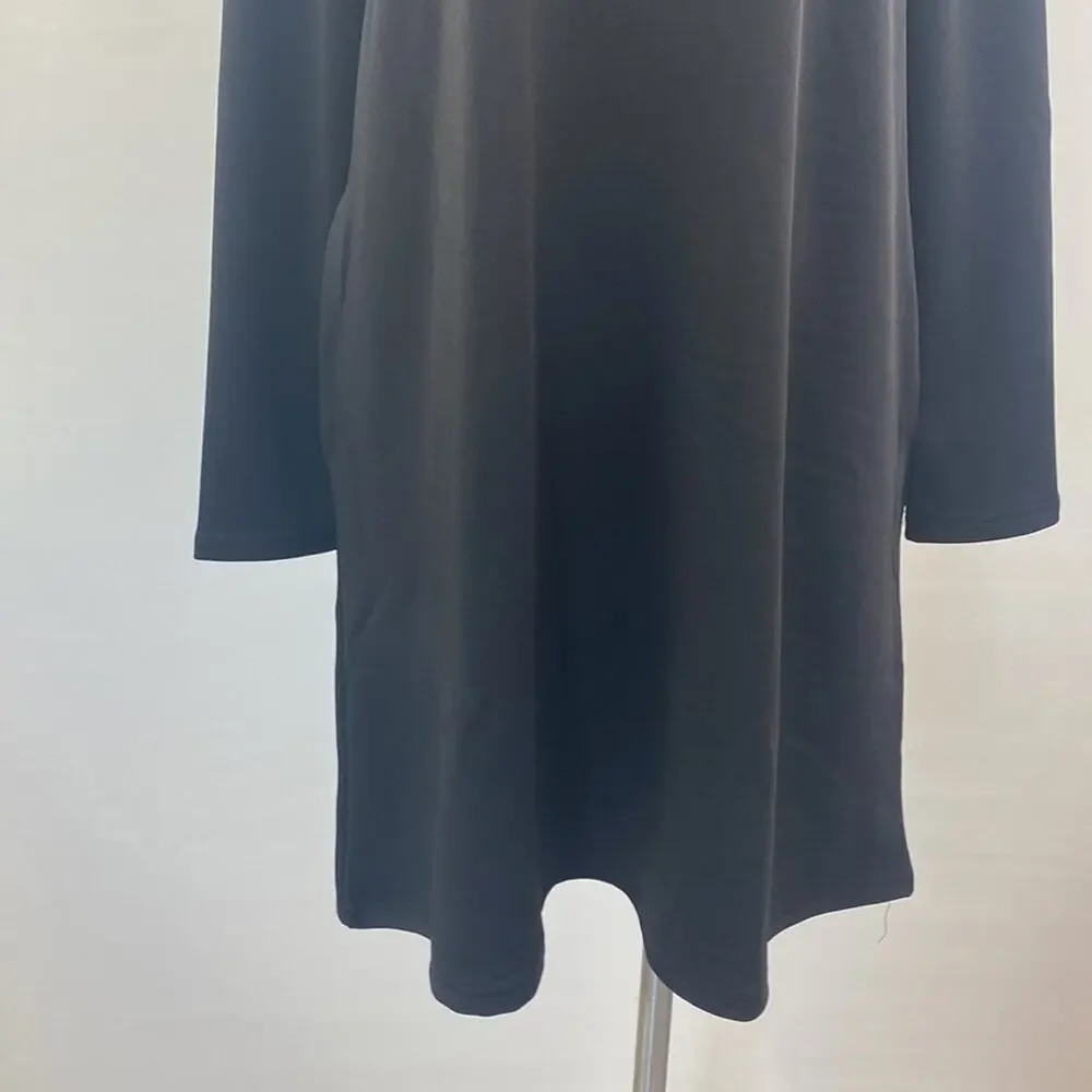 Suzanne Betro Dress Black Polkadot Sheer Neck Long‎ Sleeve Dress Sz M NWT
